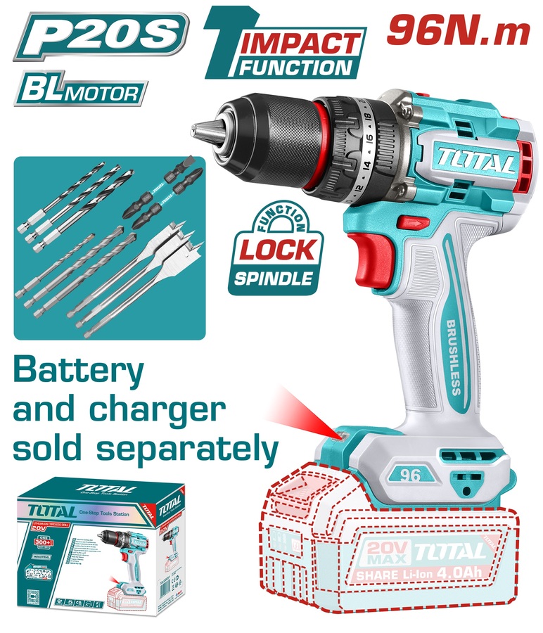 TOTAL ΕΠΑΓΓ. ΔΡΑΠ/ΒΙΔΟ ΚΡΟΥΣΤΙΚΟ ΜΠΑΤ. Li-ion 20V/96Nm BL Motor ΧΩΡΙΣ ΜΠΑΤ & ΦΟΡΤΙΣΤΗ (TIDLI209681) TOTAL ΕΠΑΓΓ. ΔΡΑΠ/ΒΙΔΟ ΚΡΟΥΣΤΙΚΟ ΜΠΑΤ. Li-ion 20V/96Nm BL Motor ΧΩΡΙΣ ΜΠΑΤ & ΦΟΡΤΙΣΤΗ (TIDLI209681)