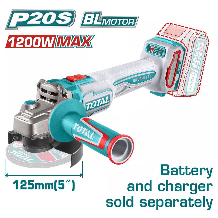 TOTAL ΕΠΑΓΓ. ΓΩΝΙΑΚΟΣ ΤΡΟΧΟΣ ΜΠΑΤ. Li-ion 20V / 125mm ΧΩΡΙΣ ΜΠΑΤΑΡΙΑ & ΦΟΡΤΙΣΤΗ (TAGLI221253) TOTAL ΕΠΑΓΓ. ΓΩΝΙΑΚΟΣ ΤΡΟΧΟΣ ΜΠΑΤ. Li-ion 20V / 125mm ΧΩΡΙΣ ΜΠΑΤΑΡΙΑ & ΦΟΡΤΙΣΤΗ (TAGLI221253)