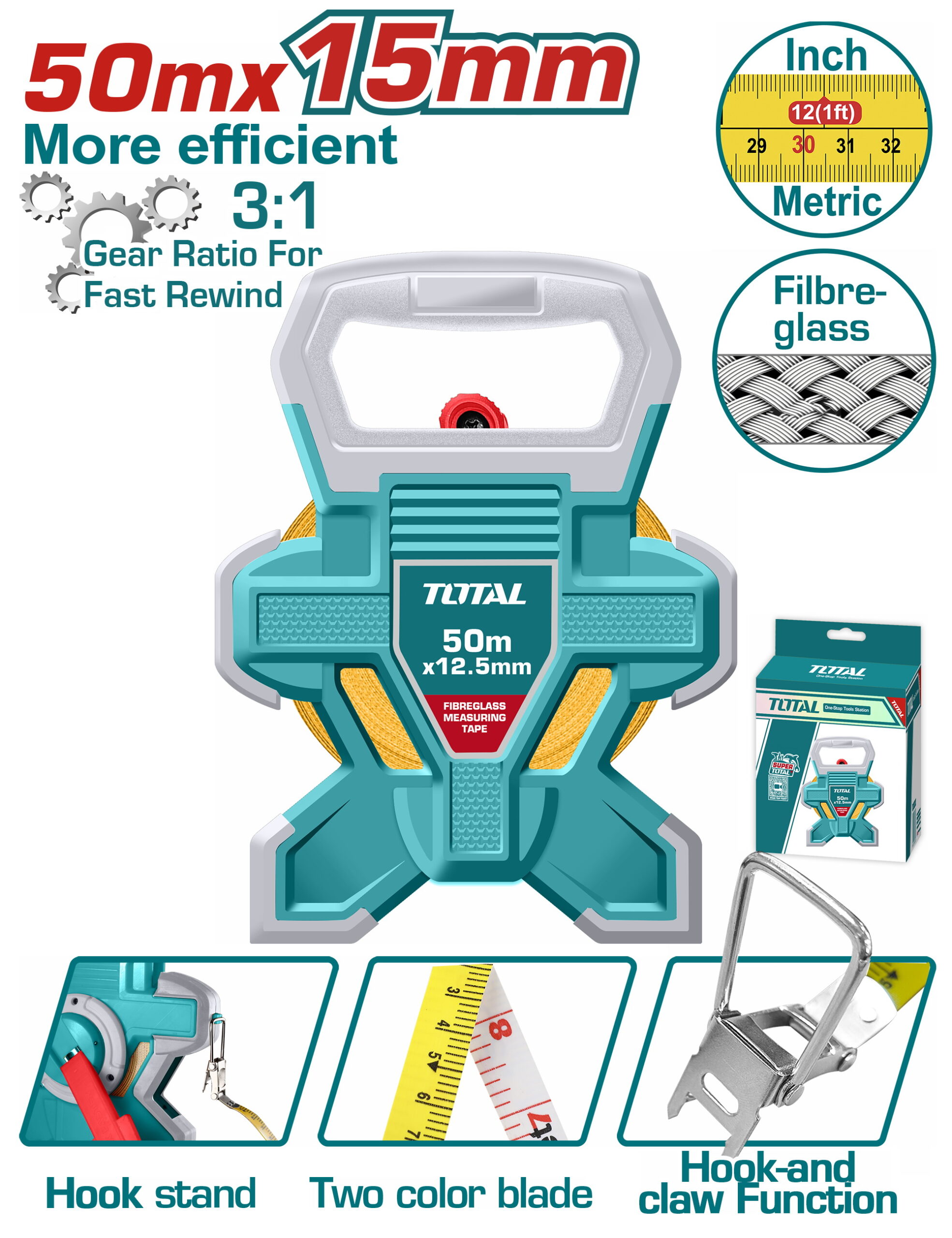 TOTAL ΕΠΑΓΓ. ΜΕΤΡΟΤΑΙΝΙΑ 50m Fibreglass (TMTF18506) TOTAL ΕΠΑΓΓ. ΜΕΤΡΟΤΑΙΝΙΑ 50m Fibreglass (TMTF18506)