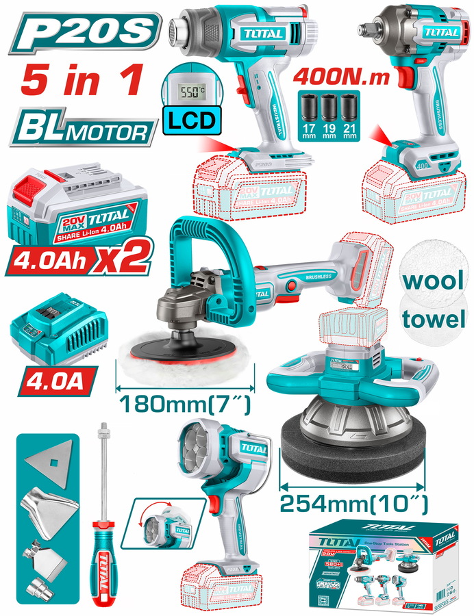 TOTAL ΕΠΑΓΓ. ΣΕΤ 5τεμ ΕΡΓΑΛΕΙΩΝ ΜΠΑΤ. Li-ion 20V / 4Ah / 2 ΜΠΑΤΑΡΙΕΣ BL Motor (TOSLI250592E) TOTAL ΕΠΑΓΓ. ΣΕΤ 5τεμ ΕΡΓΑΛΕΙΩΝ ΜΠΑΤ. Li-ion 20V / 4Ah / 2 ΜΠΑΤΑΡΙΕΣ BL Motor (TOSLI250592E)