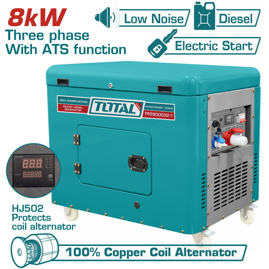 TOTAL ΓΕΝΝΗΤΡΙΑ DIESEL ΤΡΙΦΑΣΙΚΗ ΚΛΕΙΣΤΟΥ ΤΥΠΟΥ 8.000W ΜΕ ΑΥΤΟΜ. ΜΕΤΑΓΩΓΙΚΟ ΠΙΝΑΚΑ ATS (TP2800032-1) TOTAL ΓΕΝΝΗΤΡΙΑ DIESEL ΤΡΙΦΑΣΙΚΗ ΚΛΕΙΣΤΟΥ ΤΥΠΟΥ 8.000W ΜΕ ΑΥΤΟΜ. ΜΕΤΑΓΩΓΙΚΟ ΠΙΝΑΚΑ ATS (TP2800032-1)
