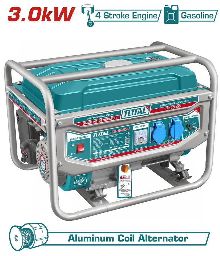 TOTAL ΗΛΕΚΤΡΟΓΕΝΝΗΤΡΙΑ ΒΕΝΖΙΝΗΣ 3.000W (TP130005) TOTAL ΗΛΕΚΤΡΟΓΕΝΝΗΤΡΙΑ ΒΕΝΖΙΝΗΣ 3.000W (TP130005)