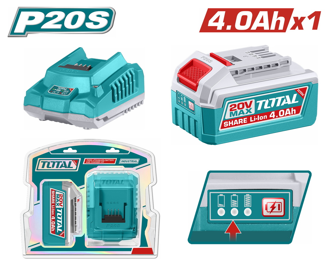 TOTAL ΕΠΑΓΓ. ΣΕΤ 1τεμ ΜΠΑΤ. TFBLI2002 Li-ion 20V/4Ah + 1τεμ ΦΟΡΤΙΣΤΗΣ TFCLI2001E (TFBCPK1012E) TOTAL ΕΠΑΓΓ. ΣΕΤ 1τεμ ΜΠΑΤ. TFBLI2002 Li-ion 20V/4Ah + 1τεμ ΦΟΡΤΙΣΤΗΣ TFCLI2001E (TFBCPK1012E)