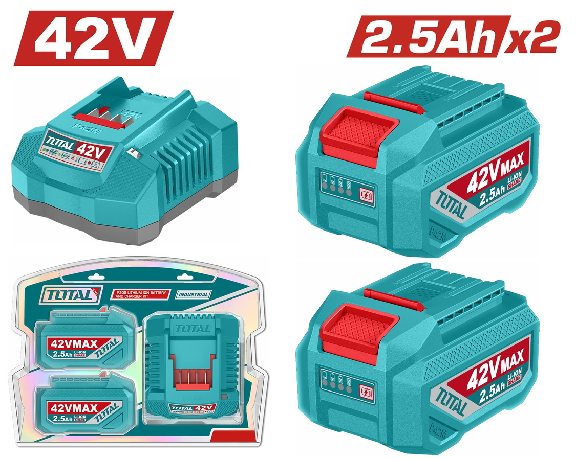 TOTAL ΕΠΑΓΓ. ΣΕΤ 2τεμ ΜΠΑΤ. TFBLI42251E Li-ion 42V/2.5Ah + 1τεμ ΦΟΡΤΙΣΤΗΣ TFCLI42021E (TFBCPM25221E) TOTAL ΕΠΑΓΓ. ΣΕΤ 2τεμ ΜΠΑΤ. TFBLI42251E Li-ion 42V/2.5Ah + 1τεμ ΦΟΡΤΙΣΤΗΣ TFCLI42021E (TFBCPM25221E)