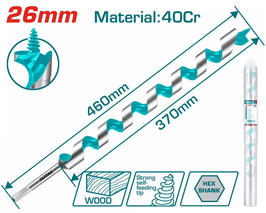 TOTAL ΤΡΥΠΑΝΙ ΞΥΛΟΥ ΤΥΠΟΥ ΑΡΙΔΑΣ 40Cr 26 Χ 460mm (TAC3526) TOTAL ΤΡΥΠΑΝΙ ΞΥΛΟΥ ΤΥΠΟΥ ΑΡΙΔΑΣ 40Cr 26 Χ 460mm (TAC3526)