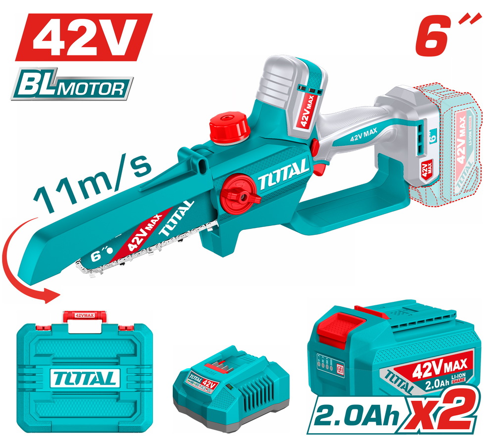 TOTAL ΕΠΑΓΓ. ΣΕΤ ΑΛΥΣΟΠΡΙΟΝΟ ΚΛΑΔ. ΜΠΑΤ. Li-ion 42V / 6"/ 2Ah / 2 ΜΠΑΤ BL Motor (TGSLI42681E) TOTAL ΕΠΑΓΓ. ΣΕΤ ΑΛΥΣΟΠΡΙΟΝΟ ΚΛΑΔ. ΜΠΑΤ. Li-ion 42V / 6"/ 2Ah / 2 ΜΠΑΤ BL Motor (TGSLI42681E)