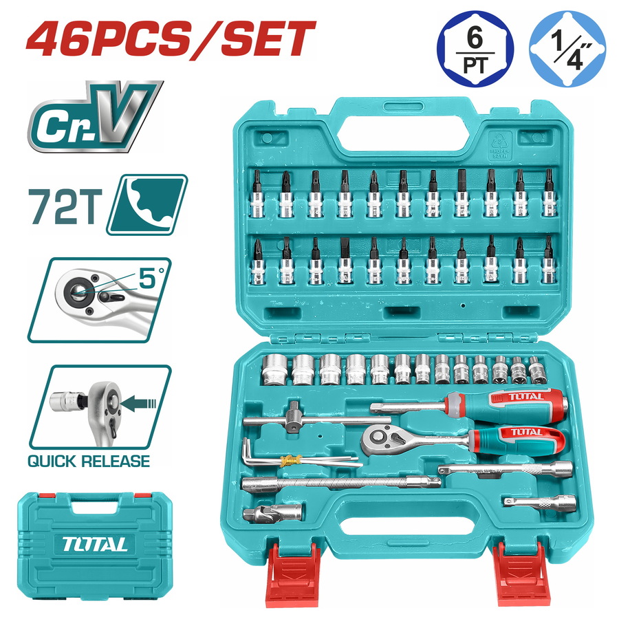 TOTAL ΕΠΑΓΓ. ΚΑΣΕΤΙΝΑ ΚΑΡΥΔΑΚΙΑ 1/4" 46ΤΕΜ (THT141462) TOTAL ΕΠΑΓΓ. ΚΑΣΕΤΙΝΑ ΚΑΡΥΔΑΚΙΑ 1/4" 46ΤΕΜ (THT141462)