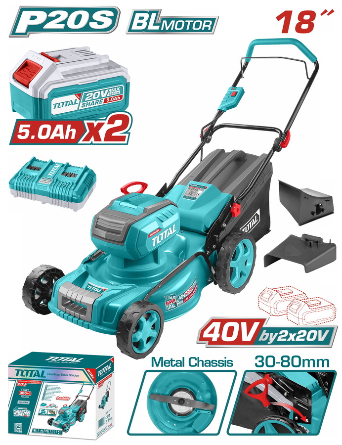 TOTAL ΕΠΑΓΓ. ΜΗΧΑΝΗ ΓΚΑΖΟΝ ΜΠΑΤ. Li-ion 2X20V / 5Ah / 46cm / 2 ΜΠΑΤ BL Motor (TLMLI20186) TOTAL ΕΠΑΓΓ. ΜΗΧΑΝΗ ΓΚΑΖΟΝ ΜΠΑΤ. Li-ion 2X20V / 5Ah / 46cm / 2 ΜΠΑΤ BL Motor (TLMLI20186)